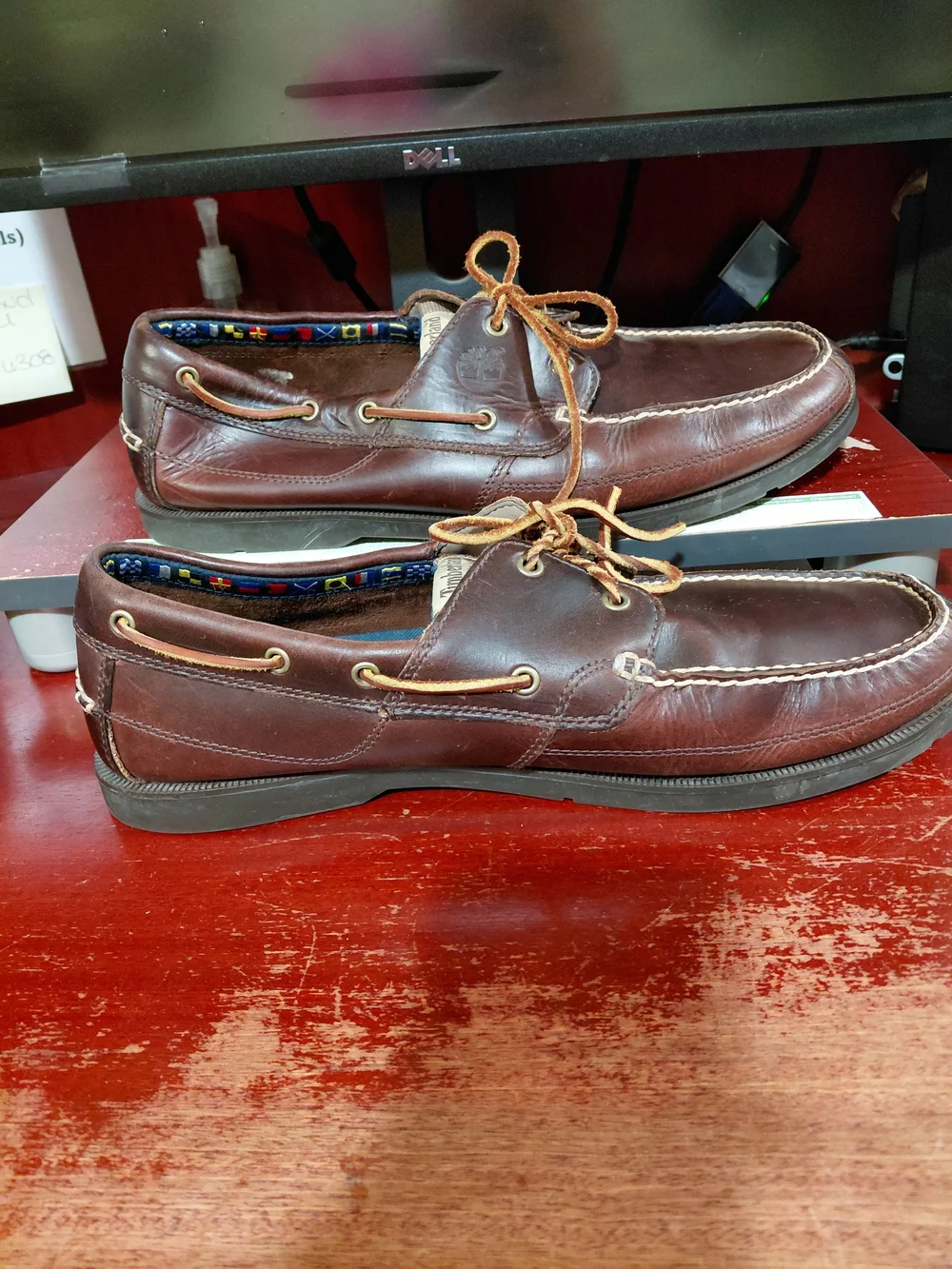 Timberland Men’s Dark Brown Leather Boat Shoes with Tan Laces
